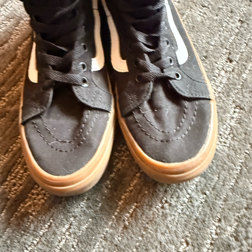 Vans Black High-Top Sneakers with White Side Stripe - Picture 4 of 6